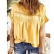 thumbnail image 2 of Tops de empalme de encaje, camiseta de punto de cuello redondo de color puro estilo casual para fiesta en la playa LYUMO ropa de mujer, 2 of 6