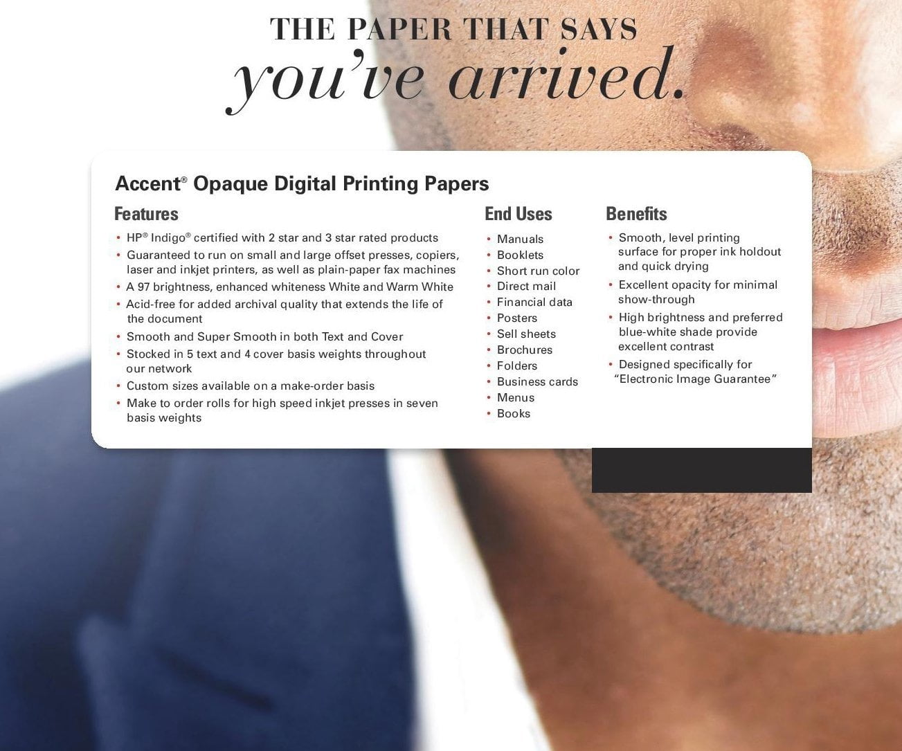 Accent Opaque 8.5 x 11 White Paper 100lb Smooth Cover 97 Bright 200/Ream