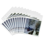 3dRose, Picture Of Monets Famous Painting Train In The Snow, 12 Greeting Cards with envelopes
