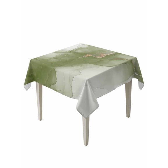 Sage Green Marble Table Cloth, Modern Ombre Abstract Ink Painting Art Waterproof Tablecloth for Square Tables, Reusable Washable Fabric Table Cover for Restaurant Kitchen Dining Tables 54"x54"