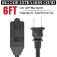 thumbnail image 4 of EP 2 Pack 6 Ft Extension Cord with 3 Power Outlets - 2 Prong Plug, 16 AWG SPT-2 Durable Black Power Cable for Home, Office or Kitchen - UL Listed, 4 of 6