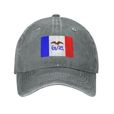 DouZhe Adjustable Washed Cotton Baseball Cap - Iowa State Seal Flag Prints Vintage Dad Hat Unisex Sports Caps (Gray)