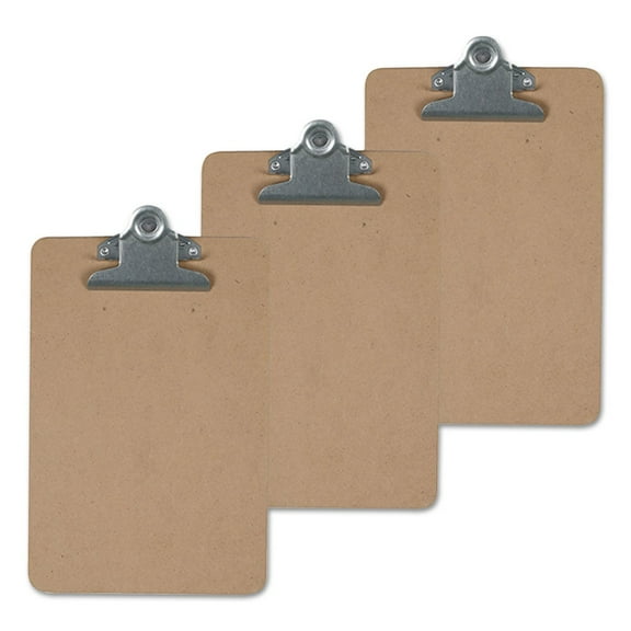 Universal UNV40305VP 1.25 in. Clip Capacity 8.5 in. x 14 in. Hardboard Clipboard - Brown (3/Pack)
