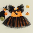thumbnail image 2 of Robe de Bébé Fille Princesse Halloween à Rayures de Citrouille Robe Cintrée pour Beach Party, 2 of 5