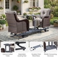 thumbnail image 4 of PARKWELL Outdoor Wicker Glider Chairs Set with Center Table, 2 Cushioned Patio Glider Chairs on Sliding Base, Smooth Forward and Back Gliding Motion for Porch, Deck, Backyard, Brown/Beige, 4 of 11