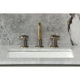 thumbnail image 3 of Kingston Brass KS1413RNK Levante Two-Handle 3-Hole Deck Mount Widespread Bathroom Faucet with Push Pop-Up Drain in Antique Brass, 3 of 8