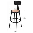 thumbnail image 3 of Hampden Furnishings Flynn 30" Masonite/Steel Science Stool with Backrest, Black, 2 Pack, 3 of 7