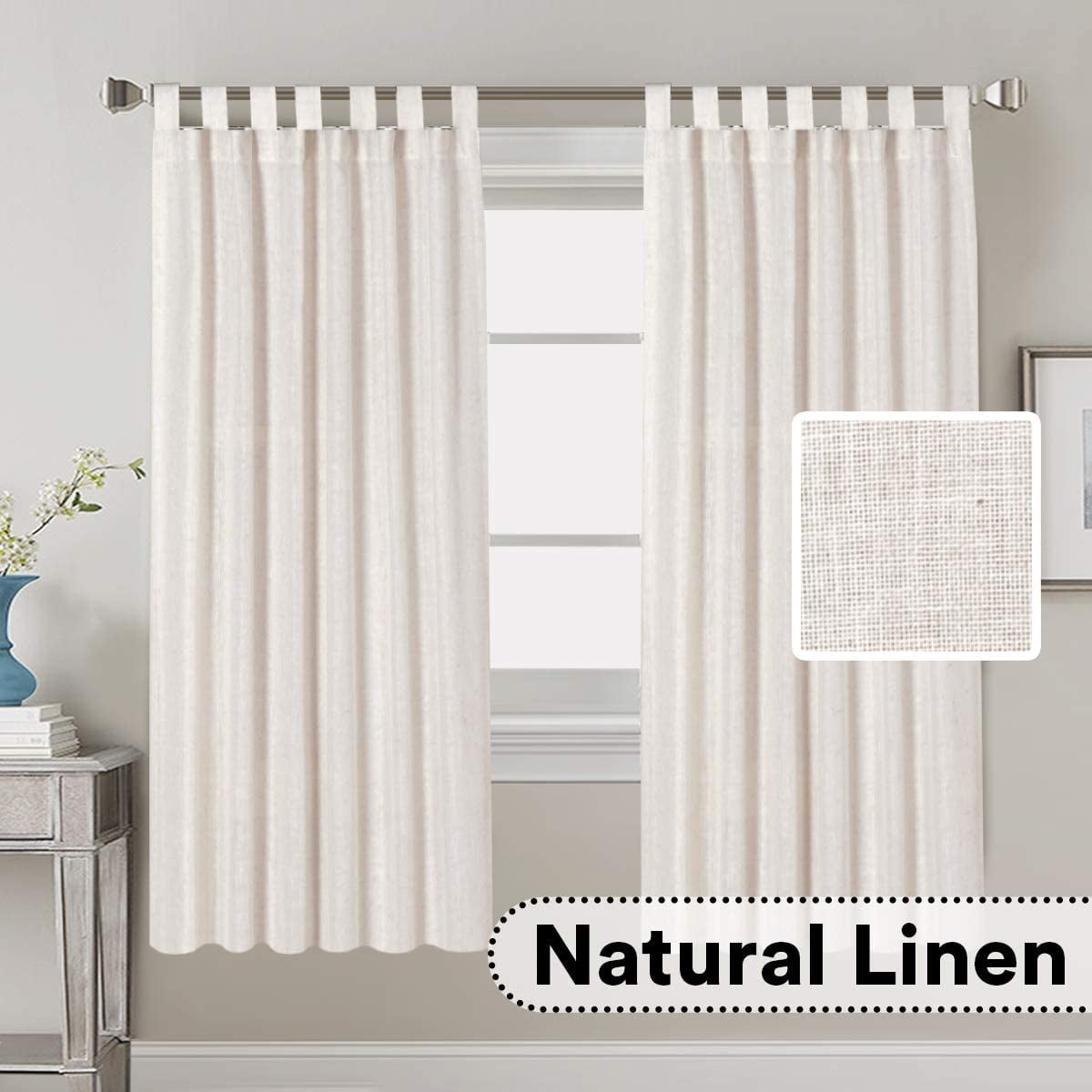 Linen Curtains Natural Linen Blended Curtains Tab Top Window Treatments