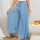 thumbnail image 1 of Pantalones De Pierna Ancha Pantalones de pierna ancha para mujer Pantalones casuales plisados ​​sólidos de cintura alta (Azul cielo XXL) Cgtredaw para Mujer cielo azul T S, 1 of 6