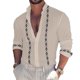 thumbnail image 2 of Men Casual Collared Dress Long Sleeve Button Down Muscle Slim Blouse Shirts Tops, 2 of 8