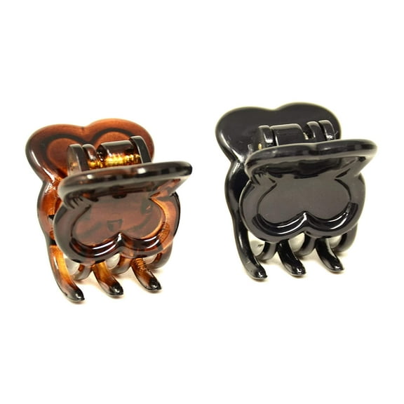 Parcelona French Petunia Mini 1” Celluloid Set of 2 Hair Claw Clips for Women