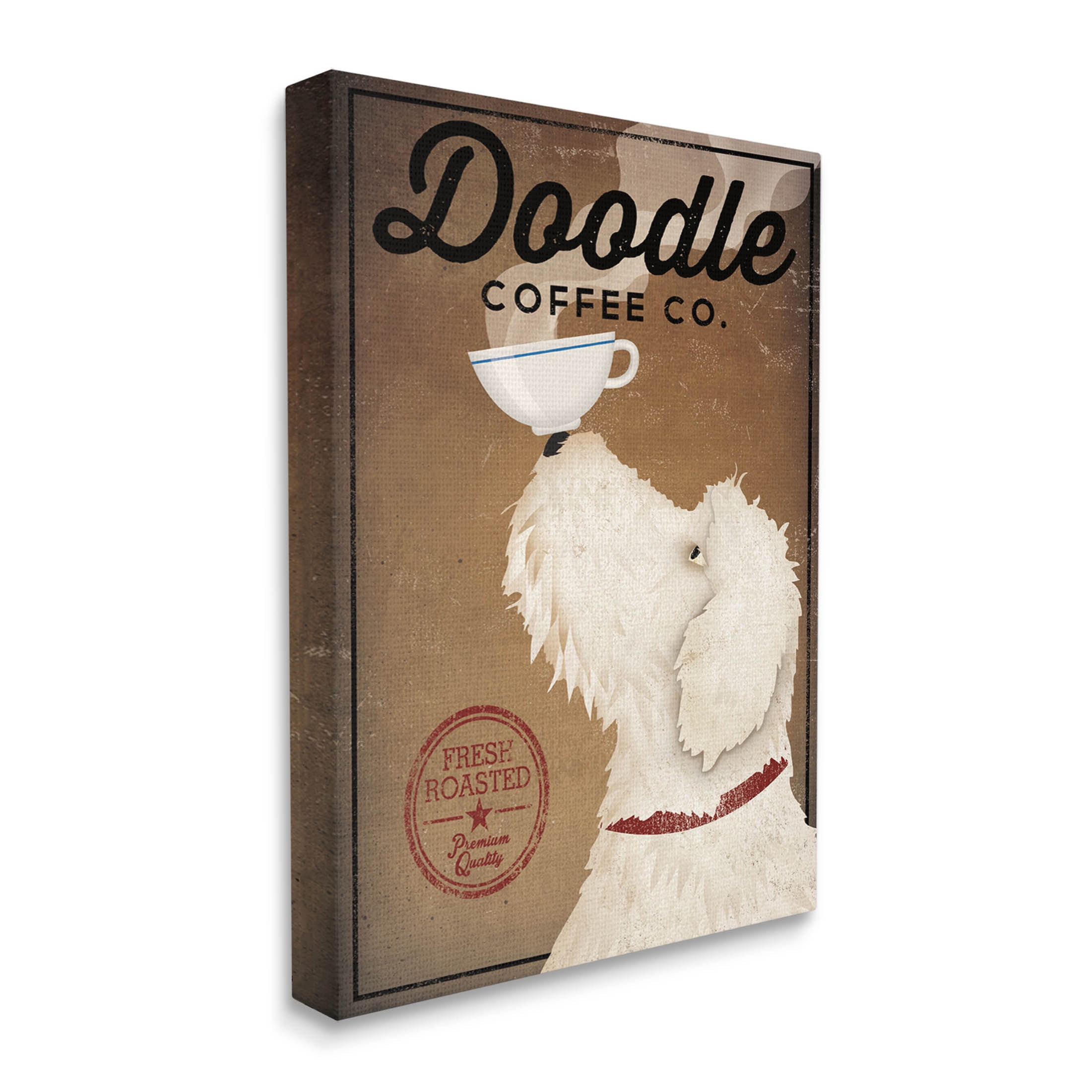 Stupell Industries Vintage Doodle Coffee Dog Sign Graphic Art Gallery Wrapped Canvas Print Wall Art, Design by Ryan Fowler