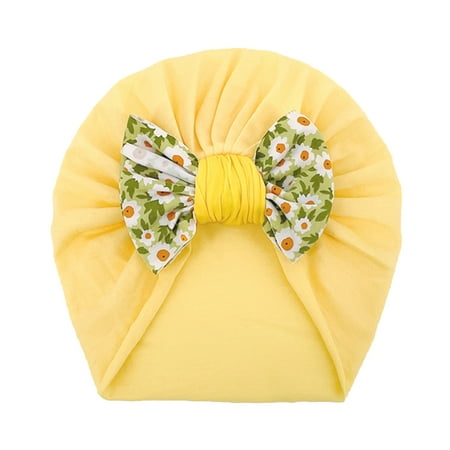 

Qufokar Bear Hat Baby Toddler Knit Hat Boys Toddler Kids Boys Girls Stretch Bowknot Floral Prints Breathable Hat Caps Headwear