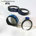 thumbnail image 6 of 4pc His and Hers Wedding Ring Sets Couples Rings Black Gold Plated Blue Cz Stainless steel band, 6 of 7