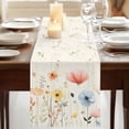 thumbnail image 3 of Watercolor Wildflowers 70 Inch Table Runner, Farmhouse Country Botanical Flowers Farmhouse Dresser Scarf Cotton & Linen Tablerunner for Dining/Kitchen Island/Holiday Party Décor 13" x 70", 3 of 9