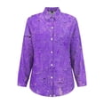 thumbnail image 6 of Womens Button Down Shirt, Audhol Women Cotton Shirt Printed Fashion Button Down Shirts Casual Tops Long Sleeve Blouse Womens Dress Shirts Purple, M, 6 of 9