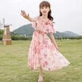 thumbnail image 3 of Robe en Mousseline pour Filles Été 10 Style Étranger 8 Robe Florale de Princesse pour Fille Tendance Bal Fête Robe à Taille Cintrée Vêtements pour Enfants 2 à 12, 3 of 6