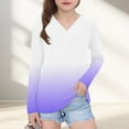 thumbnail image 2 of Auroural 4T Girls Clothes Girl's Long Sleeved Gradient Printed Shirt Cute V-neck Casual Shirt Top Purple, 2 of 8
