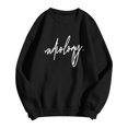 thumbnail image 4 of JIAYUE Women's Sweatshirt Fall Winter Letter Print Crewneck Pullover Long Sleeve Hoodless Sweatshirts Casual Soft Comfortable And Outdoor Play Wear, 4 of 4