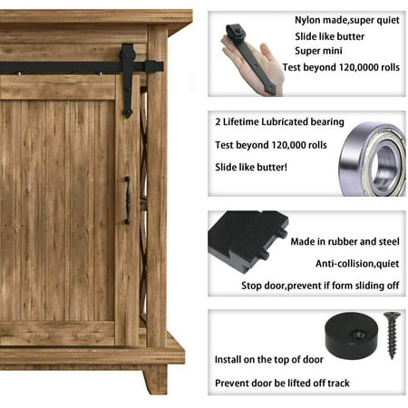 6ft Super Mini Barn Door Hardware Kit, Small Sliding Door Hardware Kit
