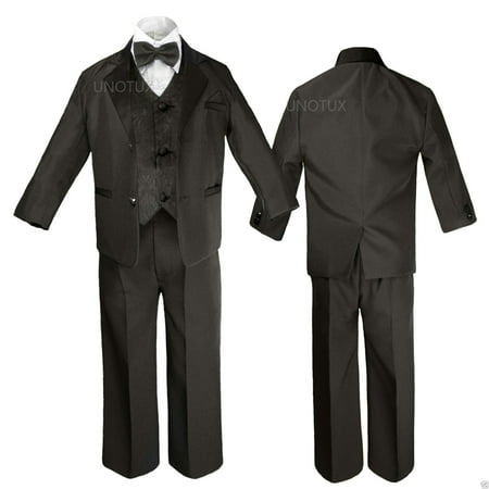 Black  Boy Wedding Formal Party no tail Tuxedo Suit sz S M L XL 2T 3T 4T 5 6 -20