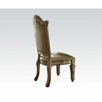 ACME Vendome Dining Side Chair in Bone PU and Gold Patina (Set of 2)