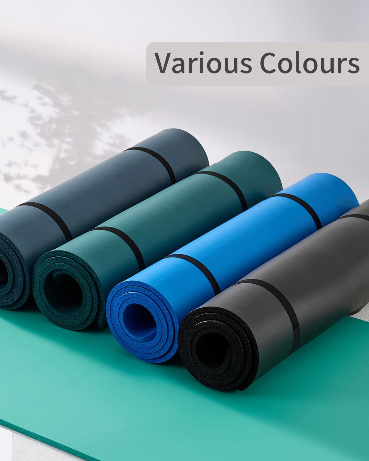 YR Thick Yoga Mat 10mm NBR 78"x35" Wide Exercise Workout Mats Large for Home Gym Floor Fitness Pad, Gray