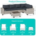 thumbnail image 2 of 6-Piece Outdoor Patio Furniture Set, PE Wicker Rattan Sectional Sofa Conversation Set with Tempered Glass Table & Thick Cushions - All-Weather Garden, Backyard Furniture,Dark Grey, 2 of 8