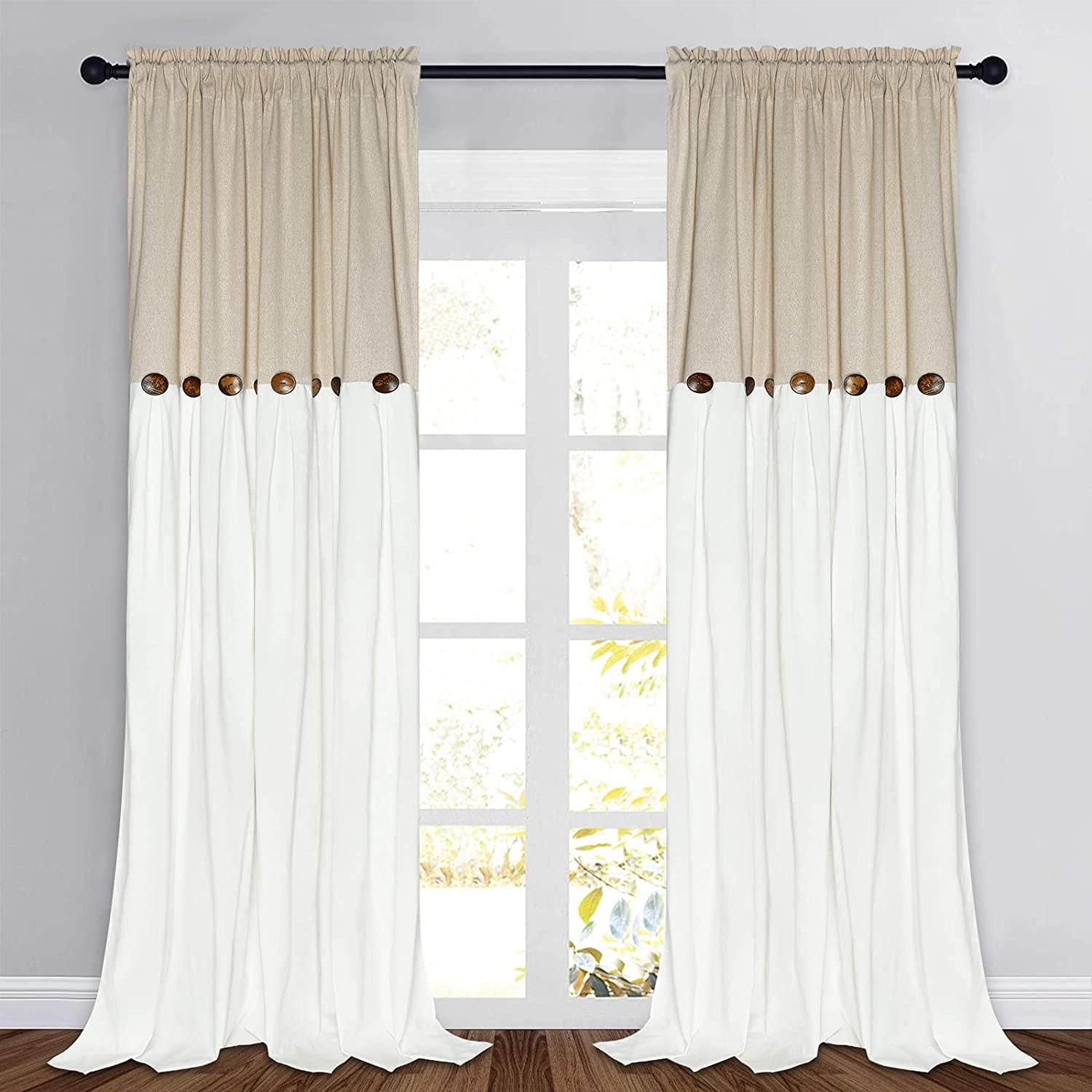 Details about   Moroccan Fashion Room Darkening Rod Pocket Window Curtain 52"x18" Off White/Grey 