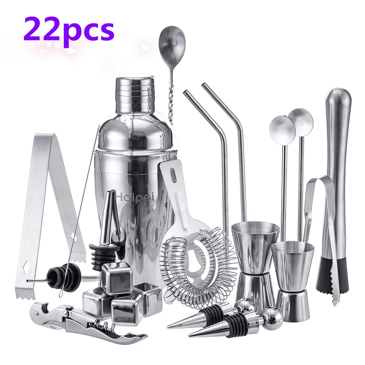 22Pc/Set Cocktail Shaker Set, Shaker Mixer Making Kit Professional