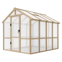 Polycarbonate Greenhouse 6.6x8 FT Wooden Walk-in Garden Kit - Thickened Panels, Vent & Lockable Door