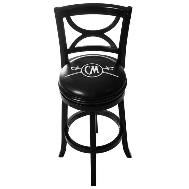 Captain Morgan Swivel Wood Bar Stool with Back (Black Wood Grain
