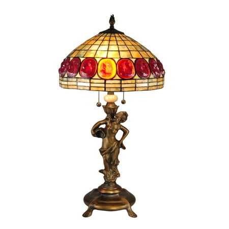 Table Lamp DALE TIFFANY Round Footed Pedestal Dome Shade 2 ...