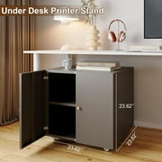 Marcree Modern Durable Metal Printer Stand with Storage, Small Rolling Workstation for Home Office