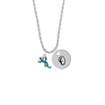 thumbnail image 2 of Delight Jewelry Silvertone Small Teal Lizard Silvertone Script Initial Disc - O - Charm Necklace, 20"+3", 2 of 4