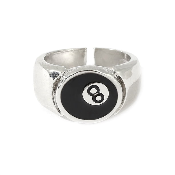 Anillo de Bola de Billar de 8 Bolas, Anillo de Billar de Ocho Bolas Negro con Número Ajustable, para Amantes de la Piscina, Anillo de Billar para Hombres