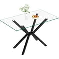 thumbnail image 4 of 47" Glass Dining Table, Modern Kitchen Dining with Tempered Glass Tabletop and X-Shape Metal Pedestal, Clear Glass Kitchen Dining Room Table for 4, 4 of 15