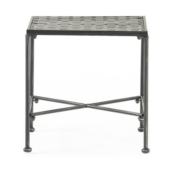 Abilene Black Brush Silver Square Iron End Table