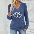thumbnail image 4 of Sweater for Women Heart Printed V Neck Long Sleeve Sweatshirt Holiday Drop Shoulder Tunic Tops Trendy Side Button Sweaters Valentine's Day Outfits, 4 of 7