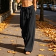 thumbnail image 5 of Karymi Workout Shorts Women Linen Blend Wide Leg Pants, Elastic Drawstring Waist Casual Loose Trousers with Pockets, Solid Lightweight Flowy Pants Halara Pants Women, 5 of 6
