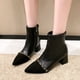 thumbnail image 4 of Teissuly Pointed Short Boots Women New Chain Fashion Soft Leather Frosted Thin Fashion Leather Women Boots Zipper Models Splicing Thick Heel Short Boots Teissuly WER202312146737, 4 of 8