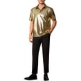 thumbnail image 2 of INSPIRE CHIC Metallic T-Shirt for Men's Sparkle Dots Printed Short Sleeves Shiny Golf Polo Shirts, 2 of 5
