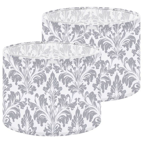 Lampshades 2 Pack style Baroque seamless Gray white texture Floral ornament 13"x13"x10" Light Shade for Table Lamps Floor Lamp Shades Lampshade Replacement Easy Assembly