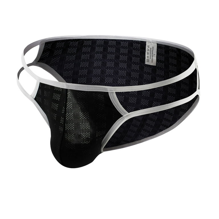 Gubotare Mens Briefs Men's Enhancing Underwear Briefs Ice Silk Big Ball  Pouch Briefs for Male Pack,Black M