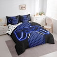 thumbnail image 3 of Castle Fairy Hexagon Gamepads Bedding Comforter Set,Black Blue Gamepads Queen Bedding Sets, 3 of 8