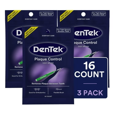 DenTek Easy Brush Plaque Control Interdental Cleaners, Tight, 16 Count, 3 Pack
