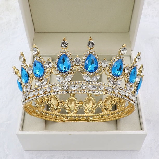 Nvzi Tiara de boda para novia, diadema de princesa, corona nupcial, joyería para el cabello con diamantes de imitación de cristal,graduación, boda, fiesta de disfraces (D)