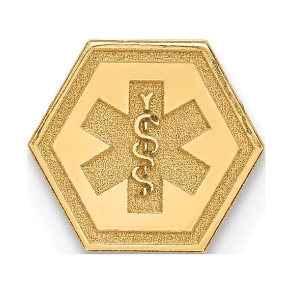 14K Yellow Gold Charm Pendant Medical Alert Red 6.3 mm