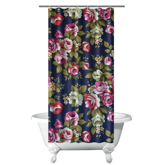 Waterproof Pioneer Shower Curtain 36x72 Inch Polyester Unique Colorful Floral Shower Curtain for Bathroom Hotel Home Decor with 7 Plastic Hooks