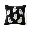 thumbnail image 6 of Leutsin Halloween Tufted Ghost Throw Pillow, 18 x 18 Inch Black Corduroy Plush Cushion with White Ghosts Embroidery for Home Decor, Hidden Zipper Soft Decorative Pillow for Halloween Couch Bed, 6 of 6